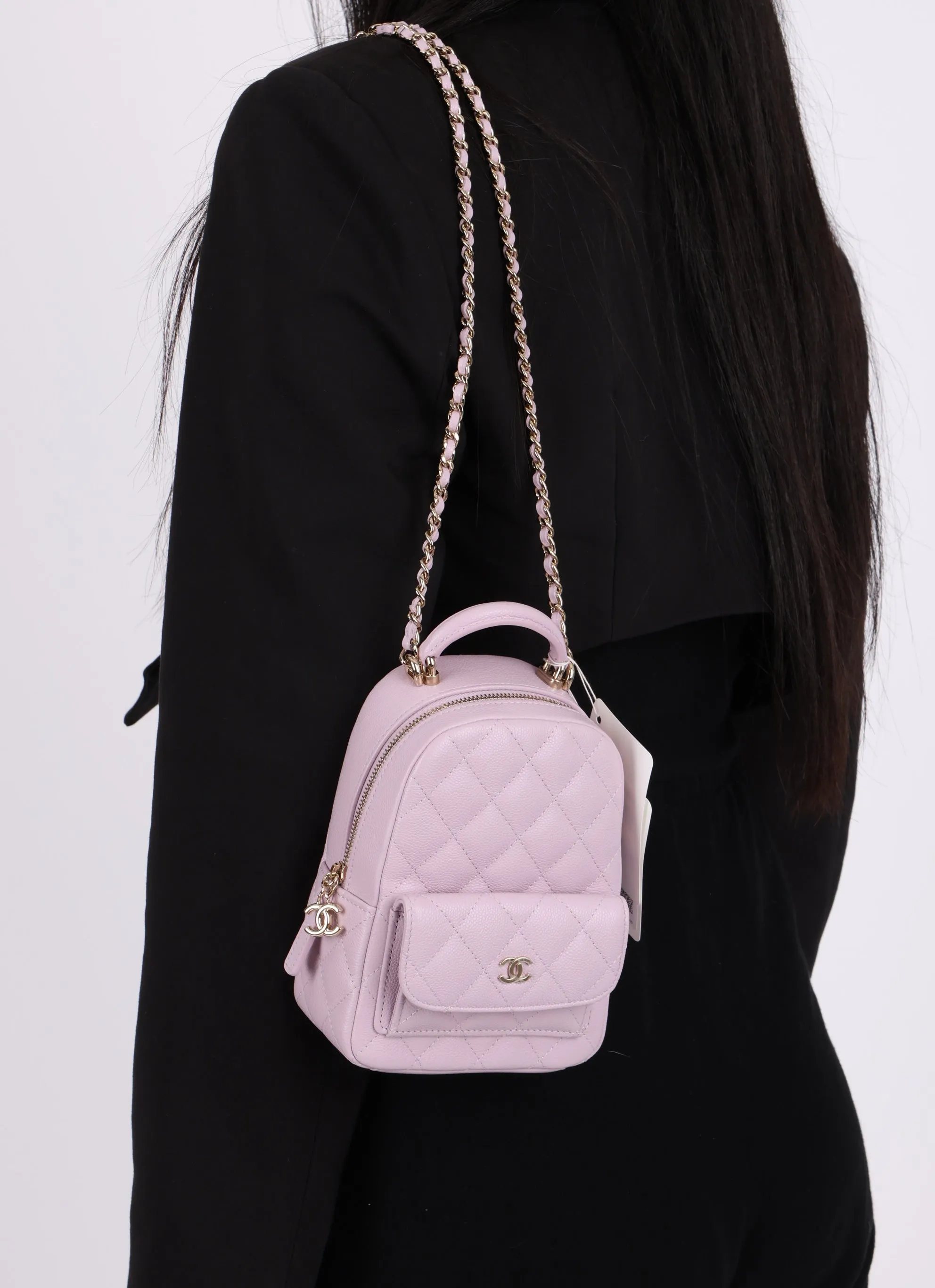 Chanel 24S Caviar Classic Lilac Mini Backpack