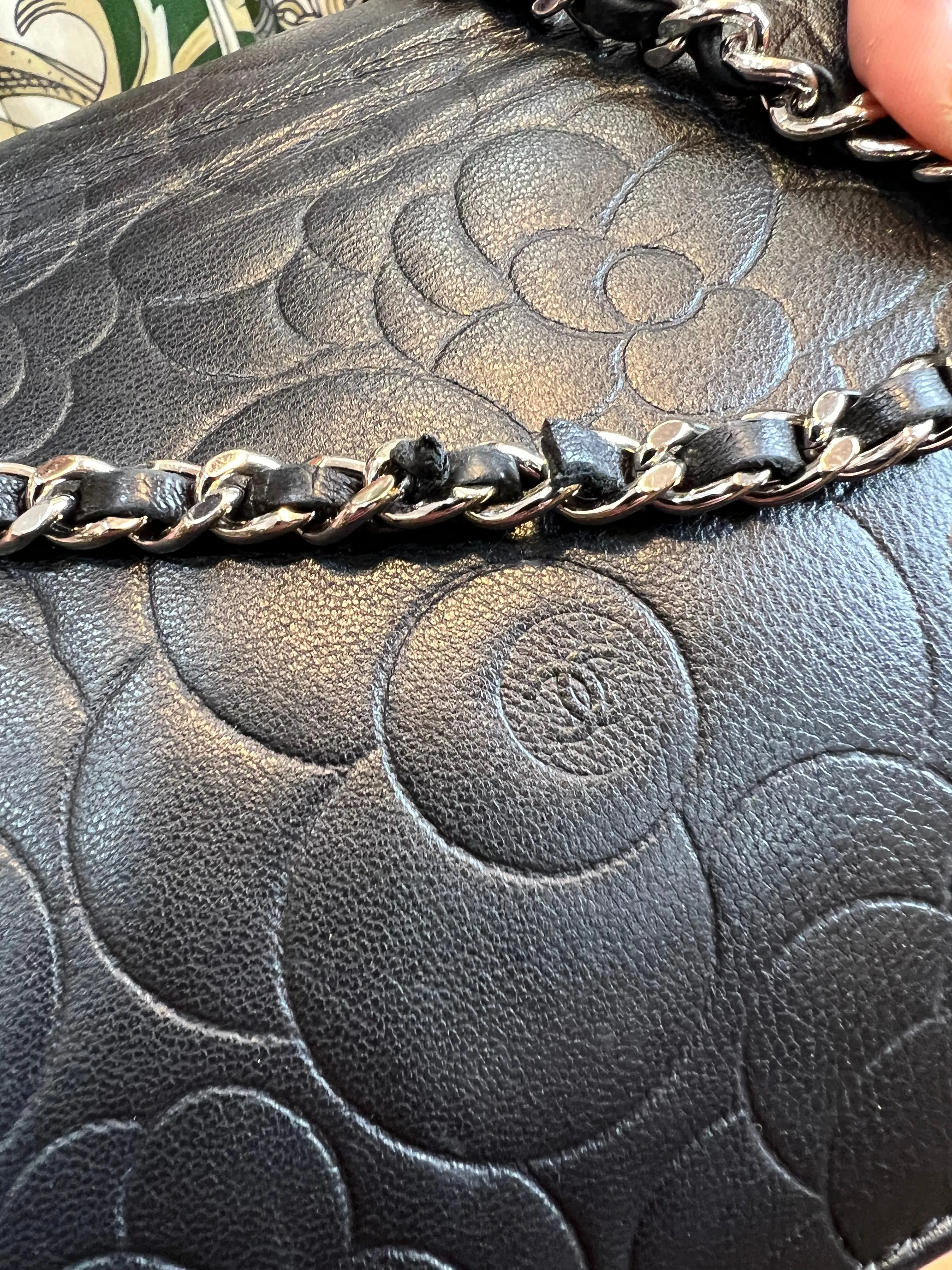 Chanel Black Lambskin Leather Floral 'Wallet On Chain' Handbag - As Seen on Instagram
