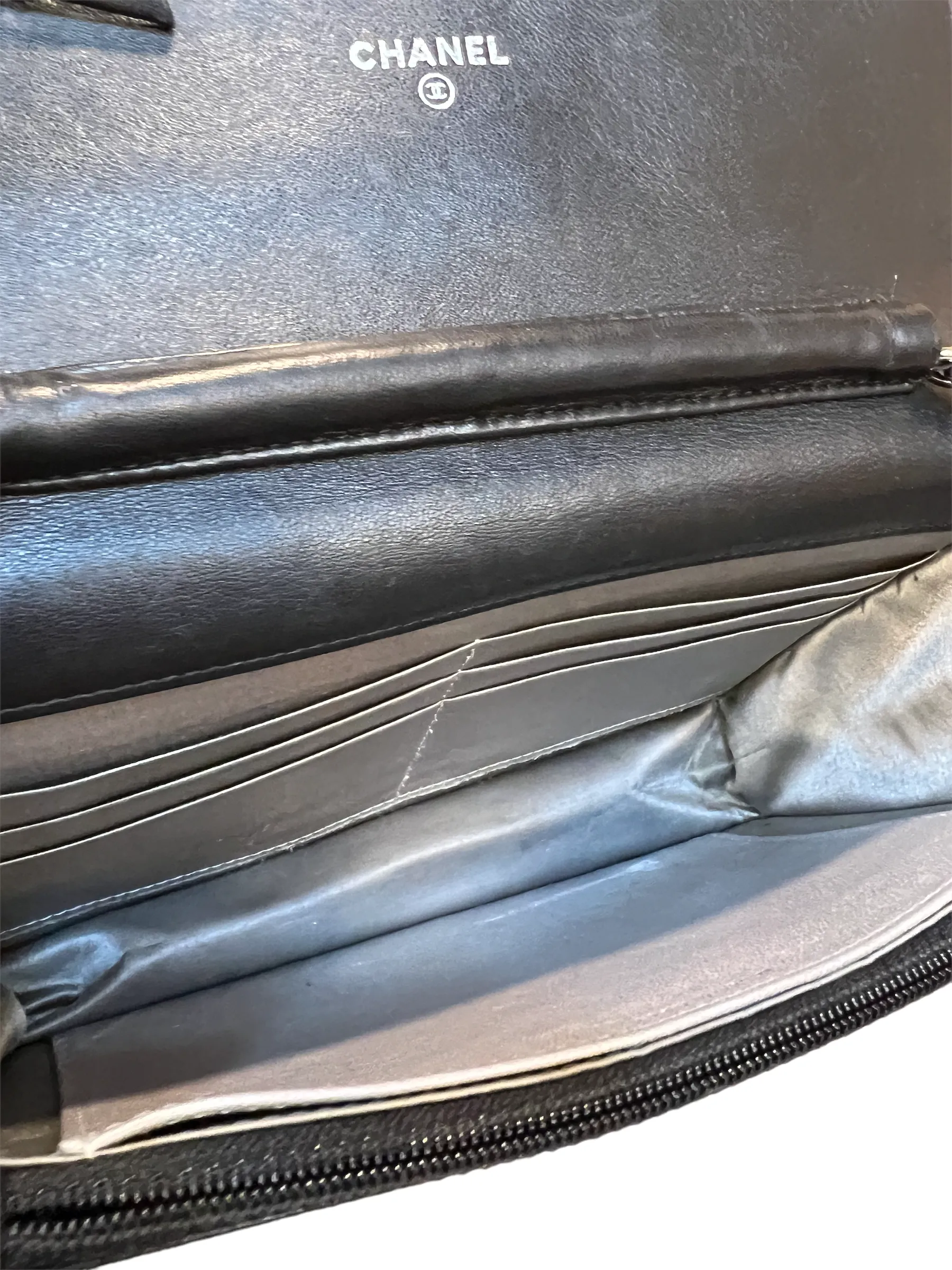 Chanel Black Lambskin Leather Floral 'Wallet On Chain' Handbag - As Seen on Instagram
