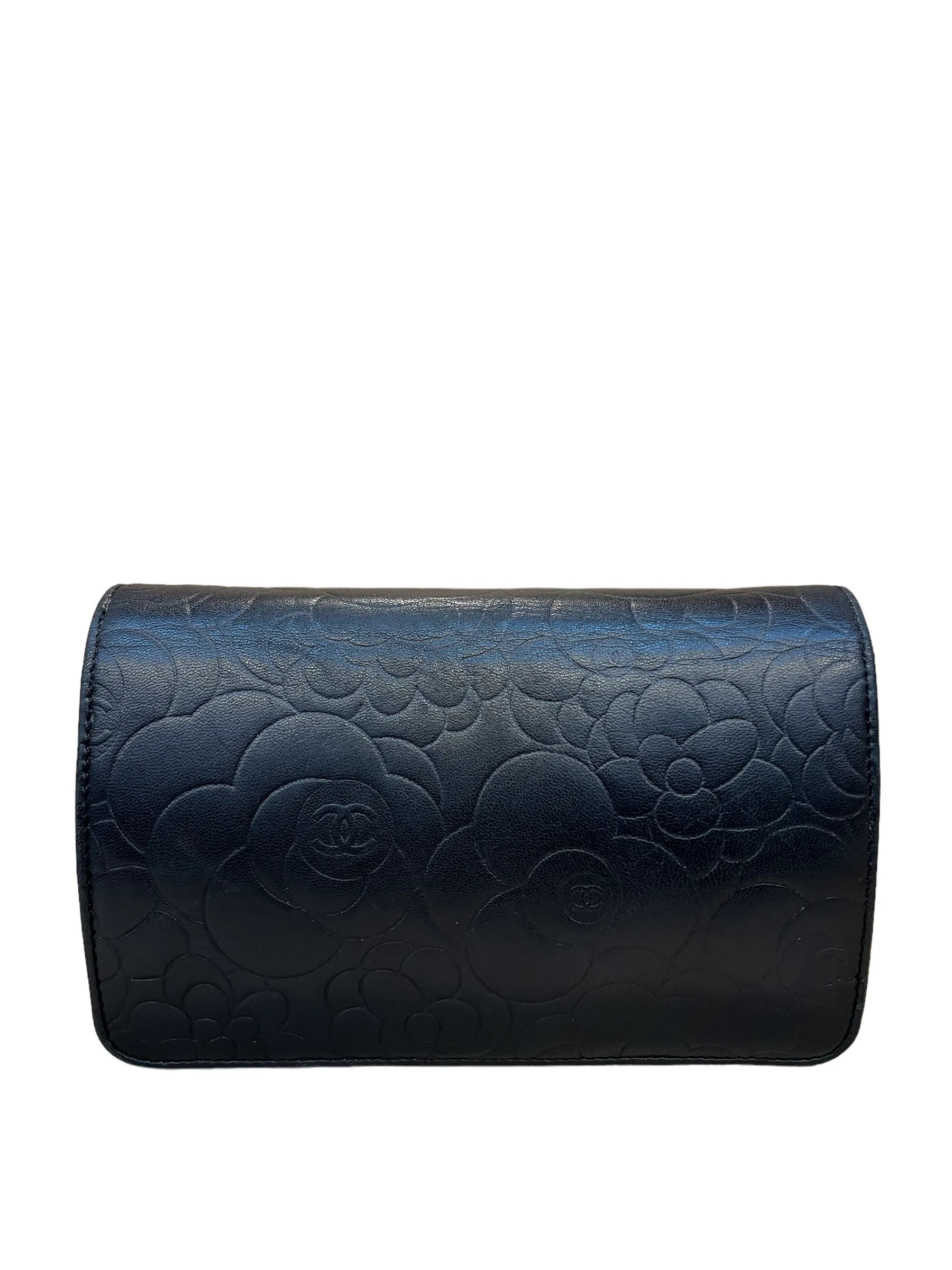 Chanel Black Lambskin Leather Floral 'Wallet On Chain' Handbag - As Seen on Instagram