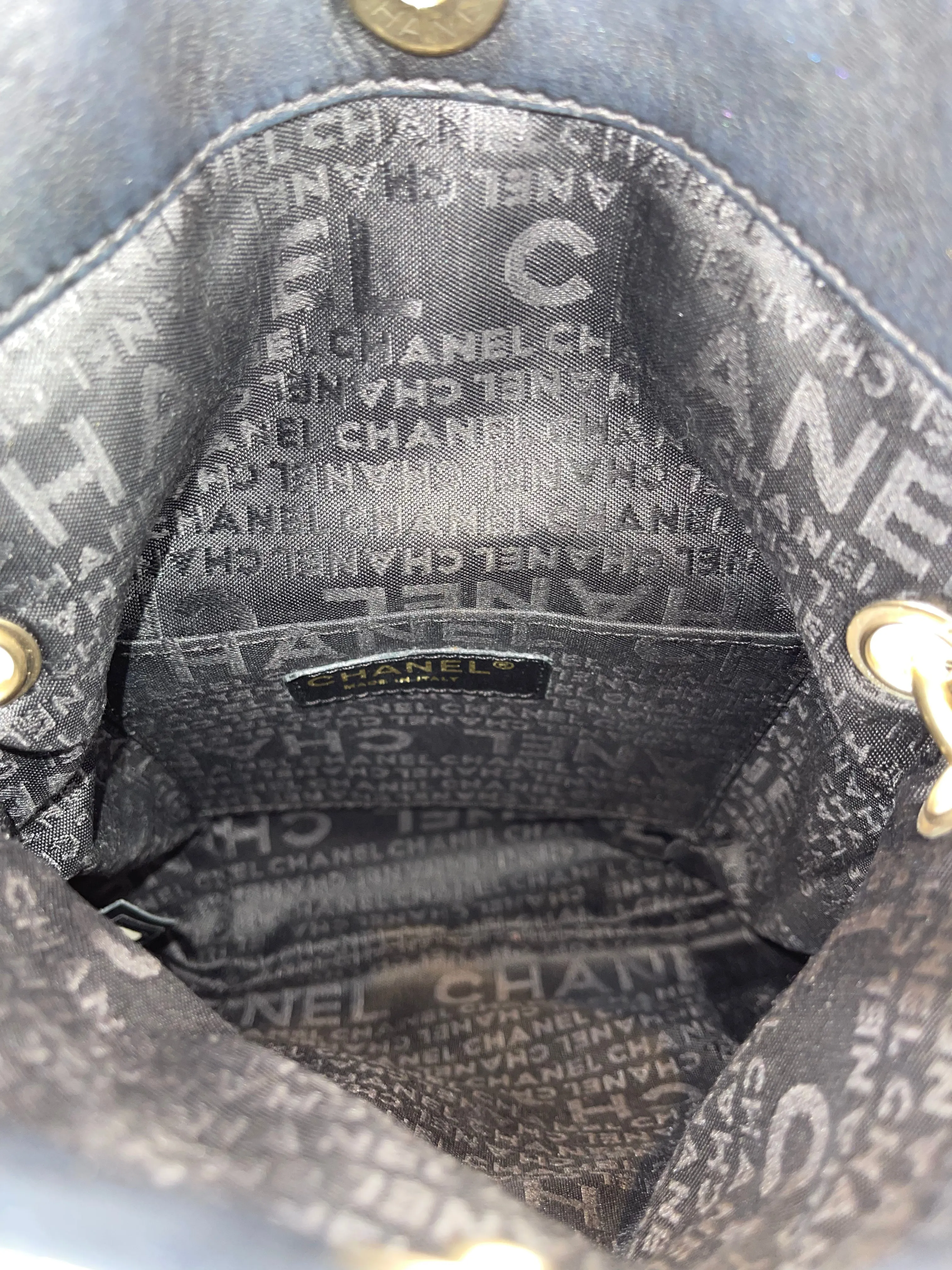 Chanel Black Lambskin Leather "Cue Ball" Foldover Shoulder Bag