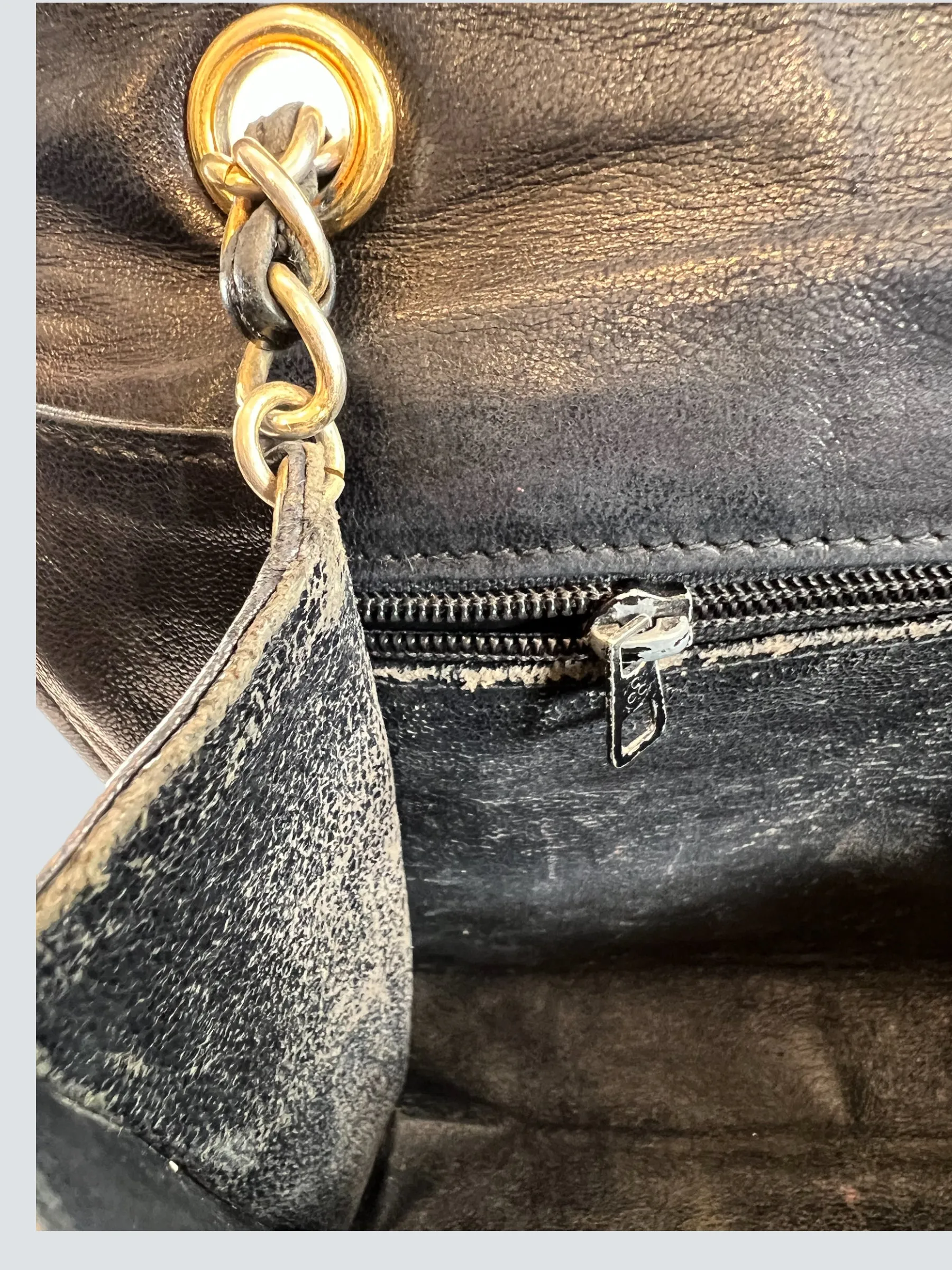 Chanel Black Lamskin Vintage Shoulder Handbag