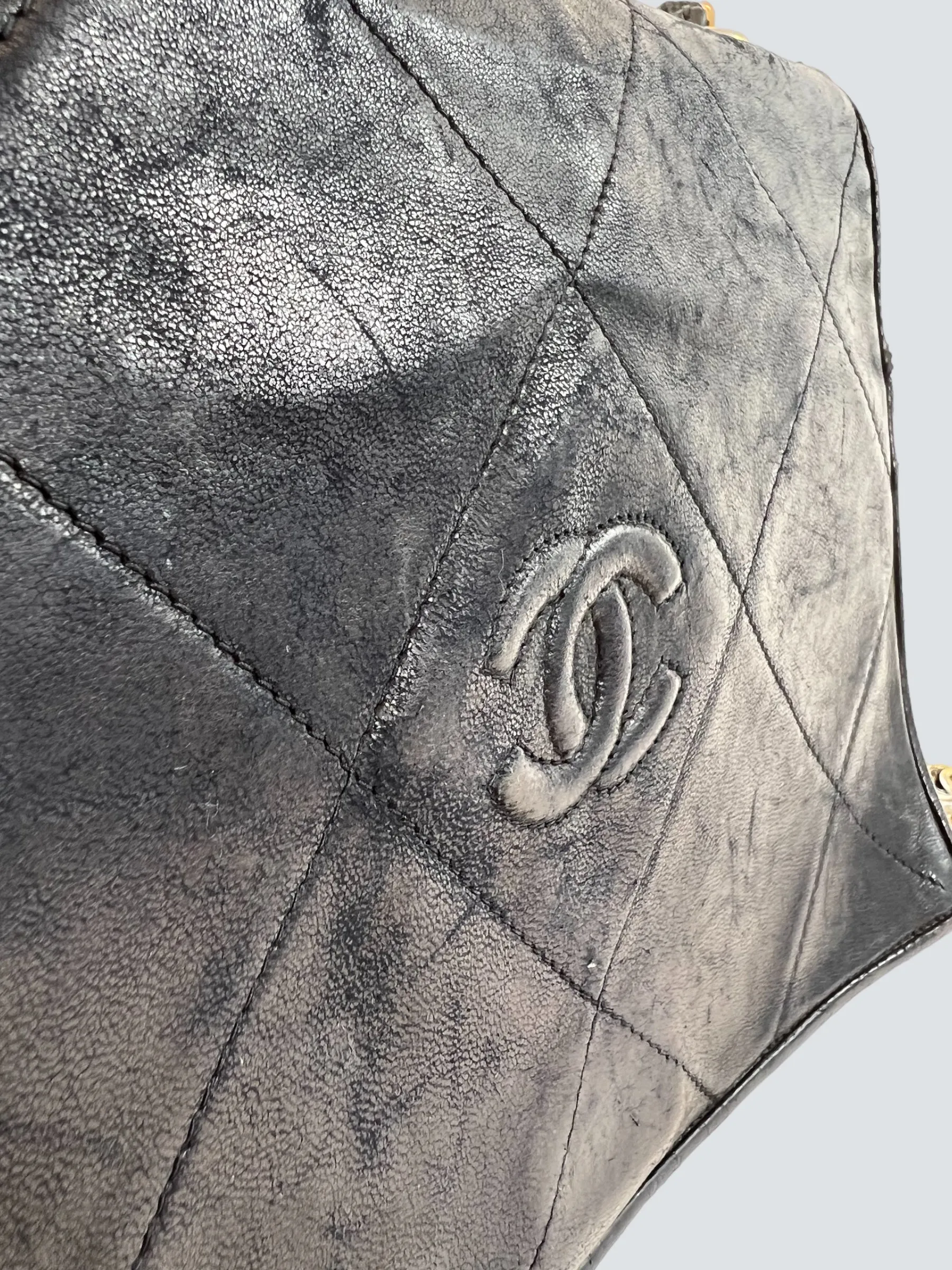 Chanel Black Lamskin Vintage Shoulder Handbag