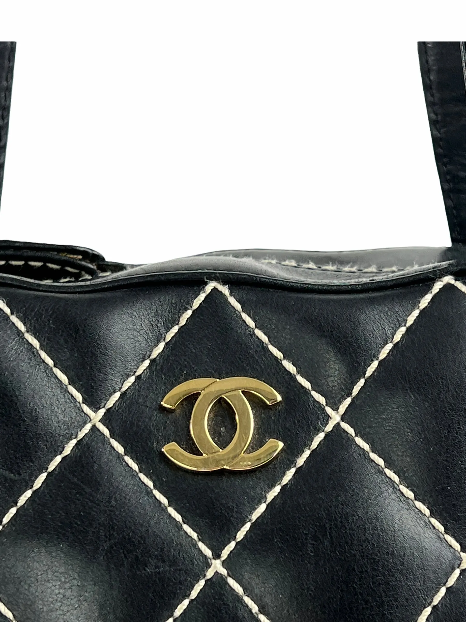 Chanel Black Quilted Leather Surpique Boston Bag