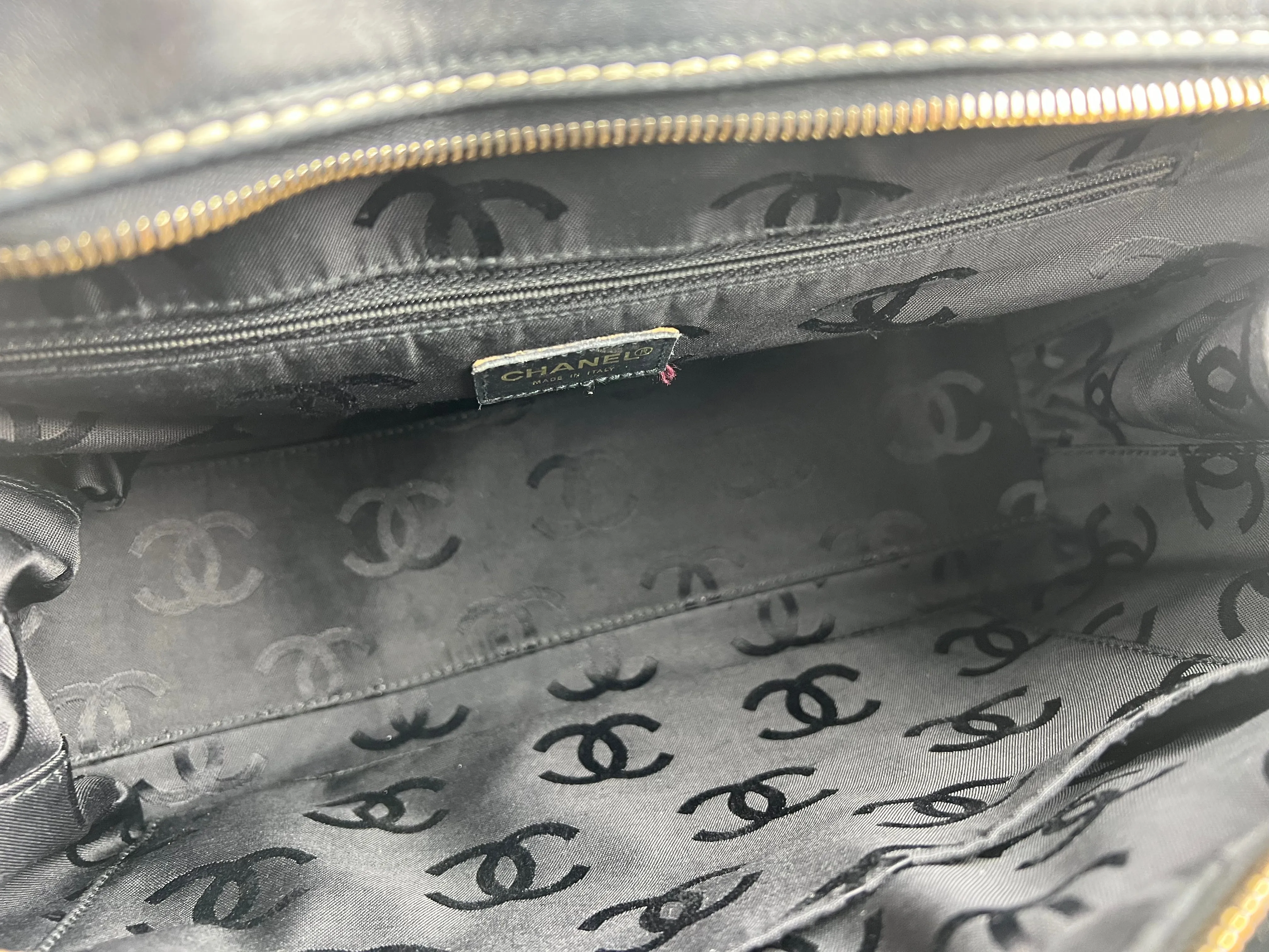 Chanel Black Quilted Leather Surpique Boston Bag