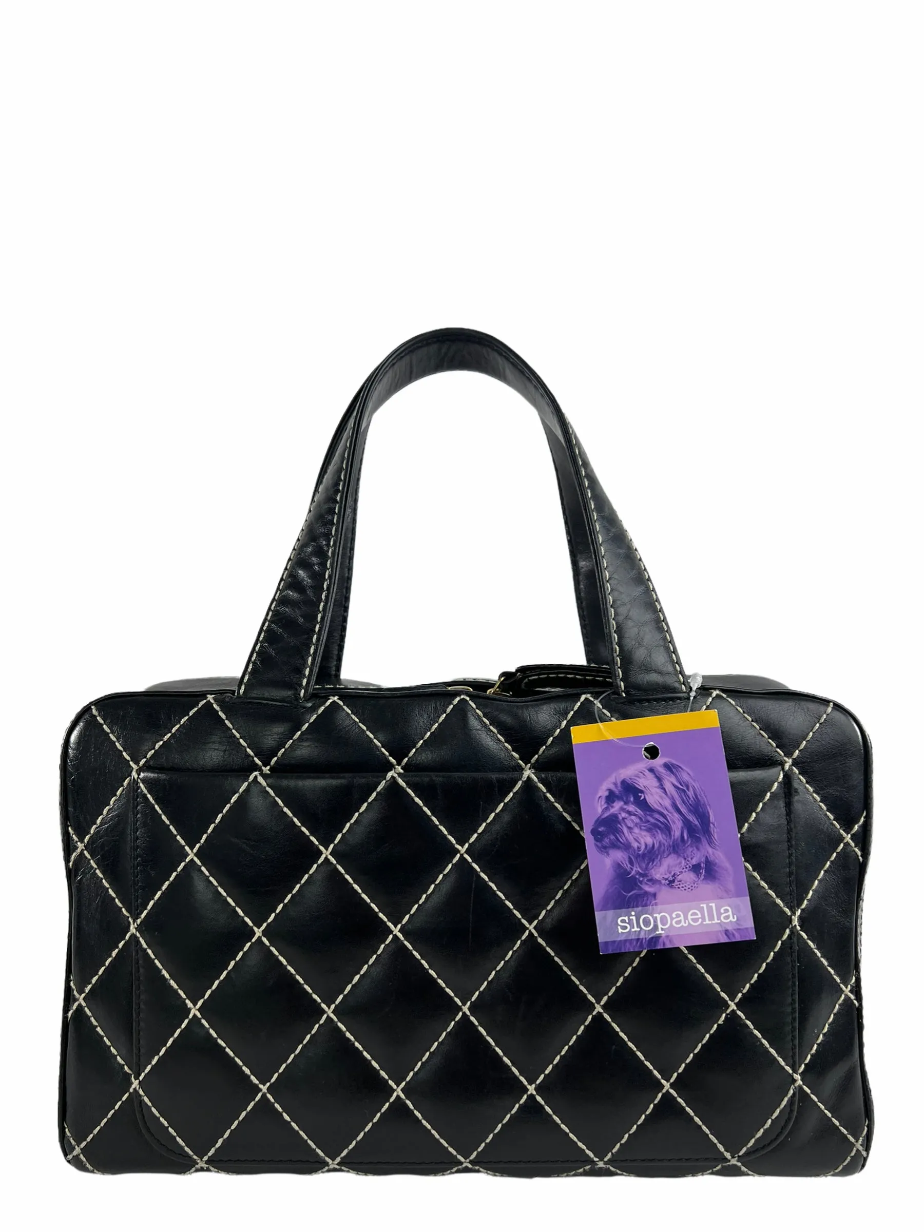 Chanel Black Quilted Leather Surpique Boston Bag