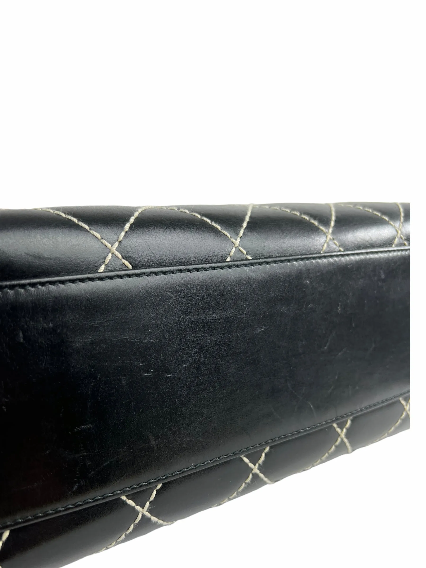 Chanel Black Quilted Leather Surpique Boston Bag