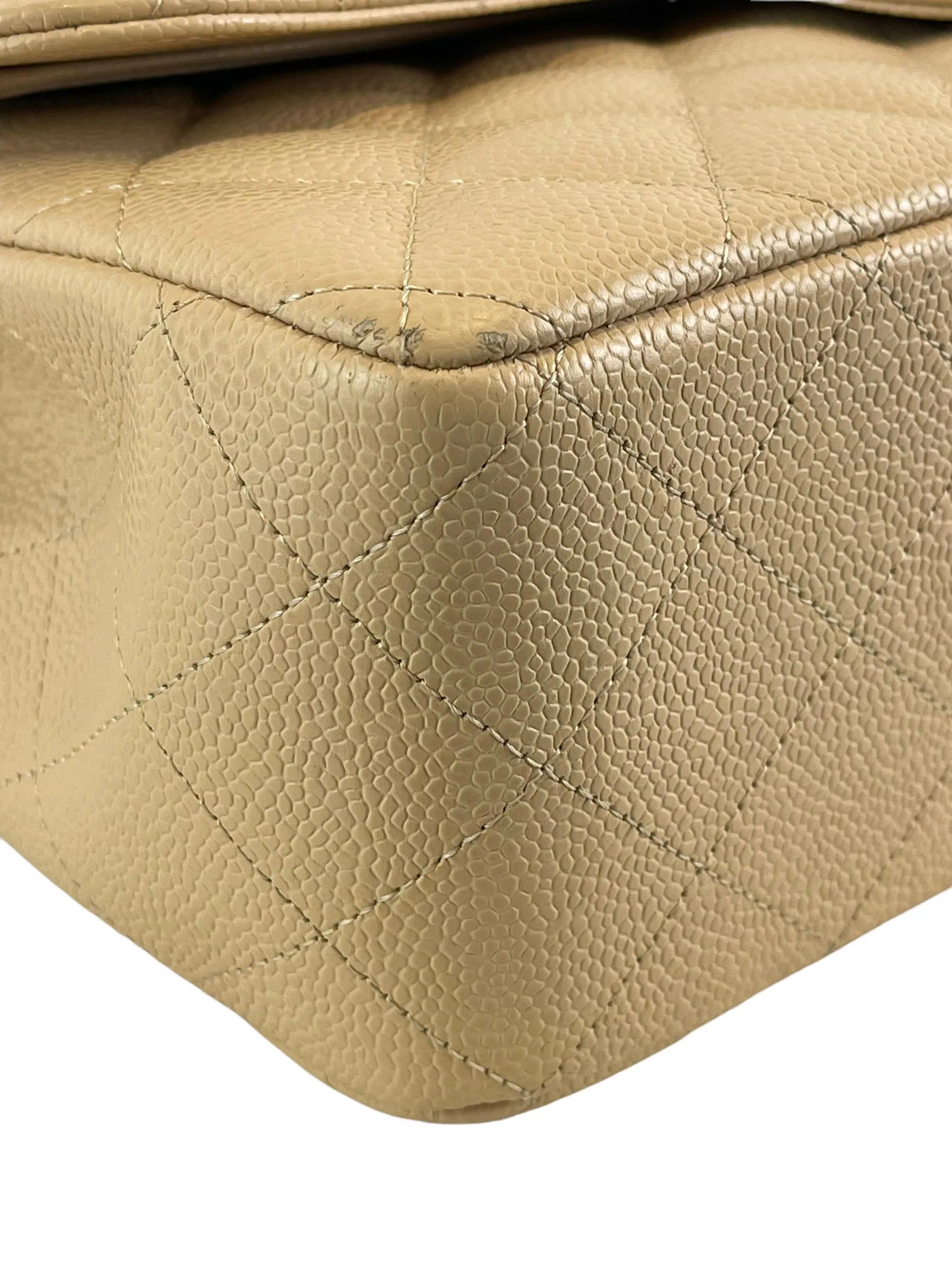Chanel Cream Caviar Leather "Jumbo" Double Flap