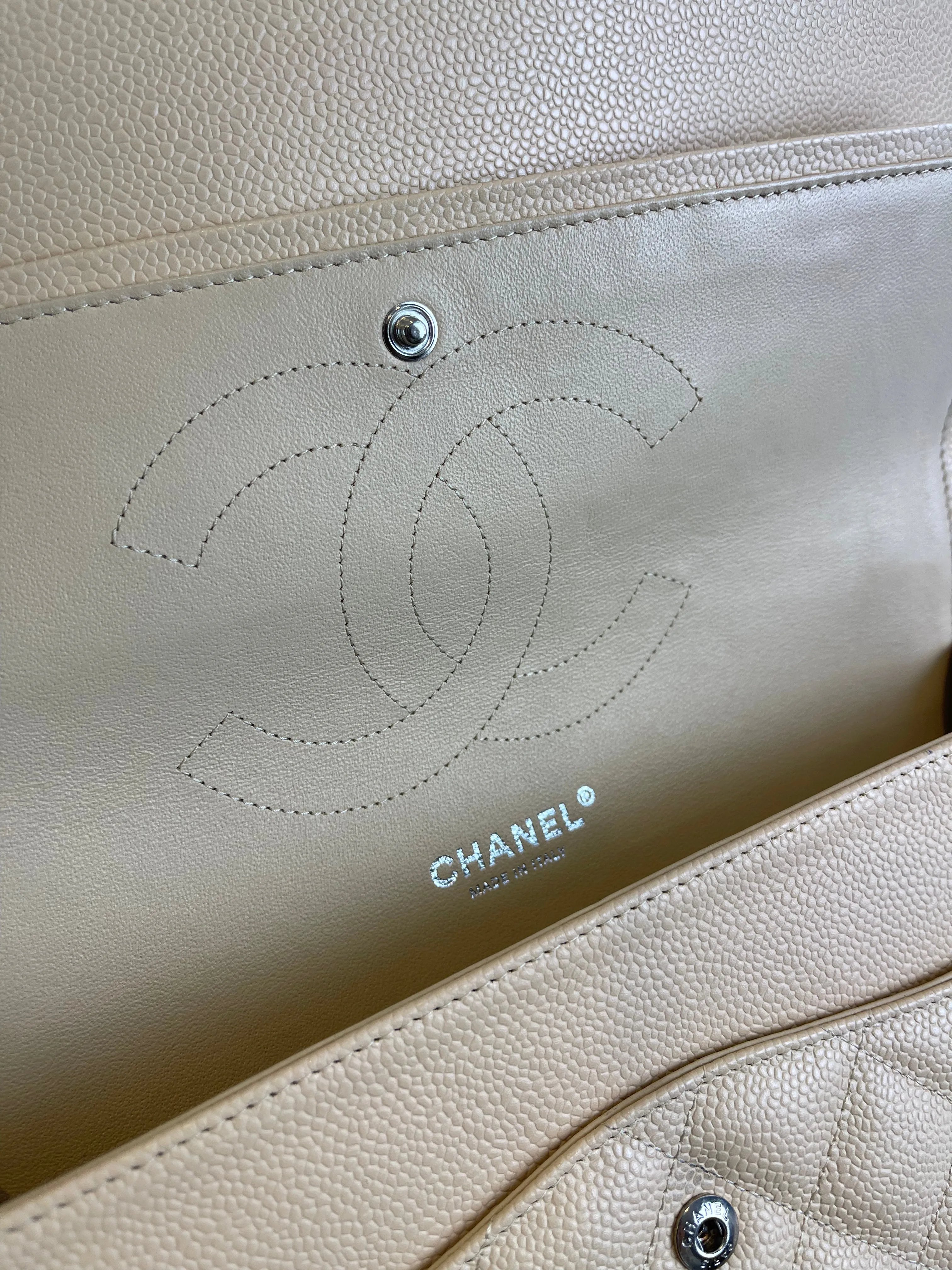 Chanel Cream Caviar Leather "Jumbo" Double Flap