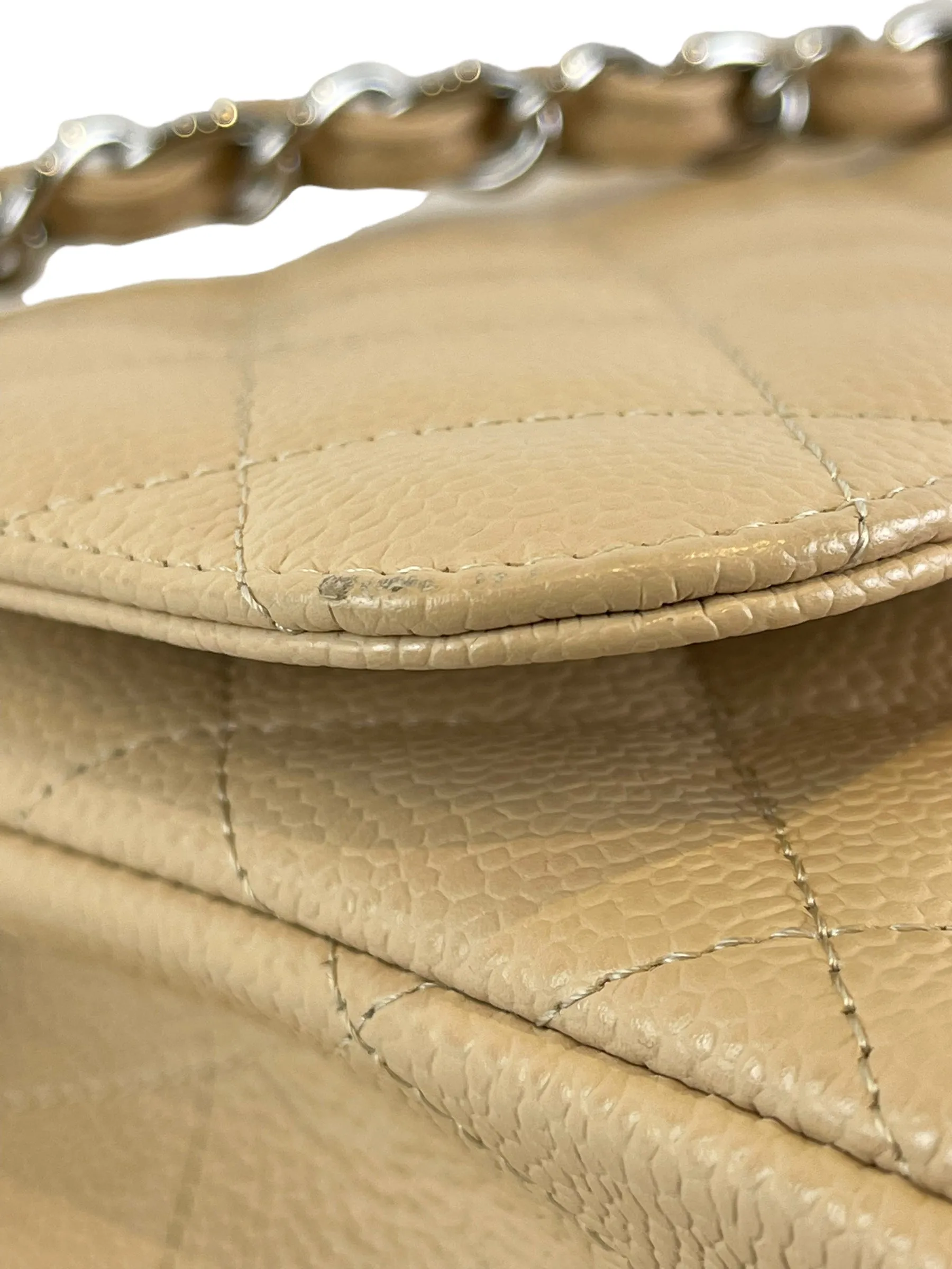 Chanel Cream Caviar Leather "Jumbo" Double Flap