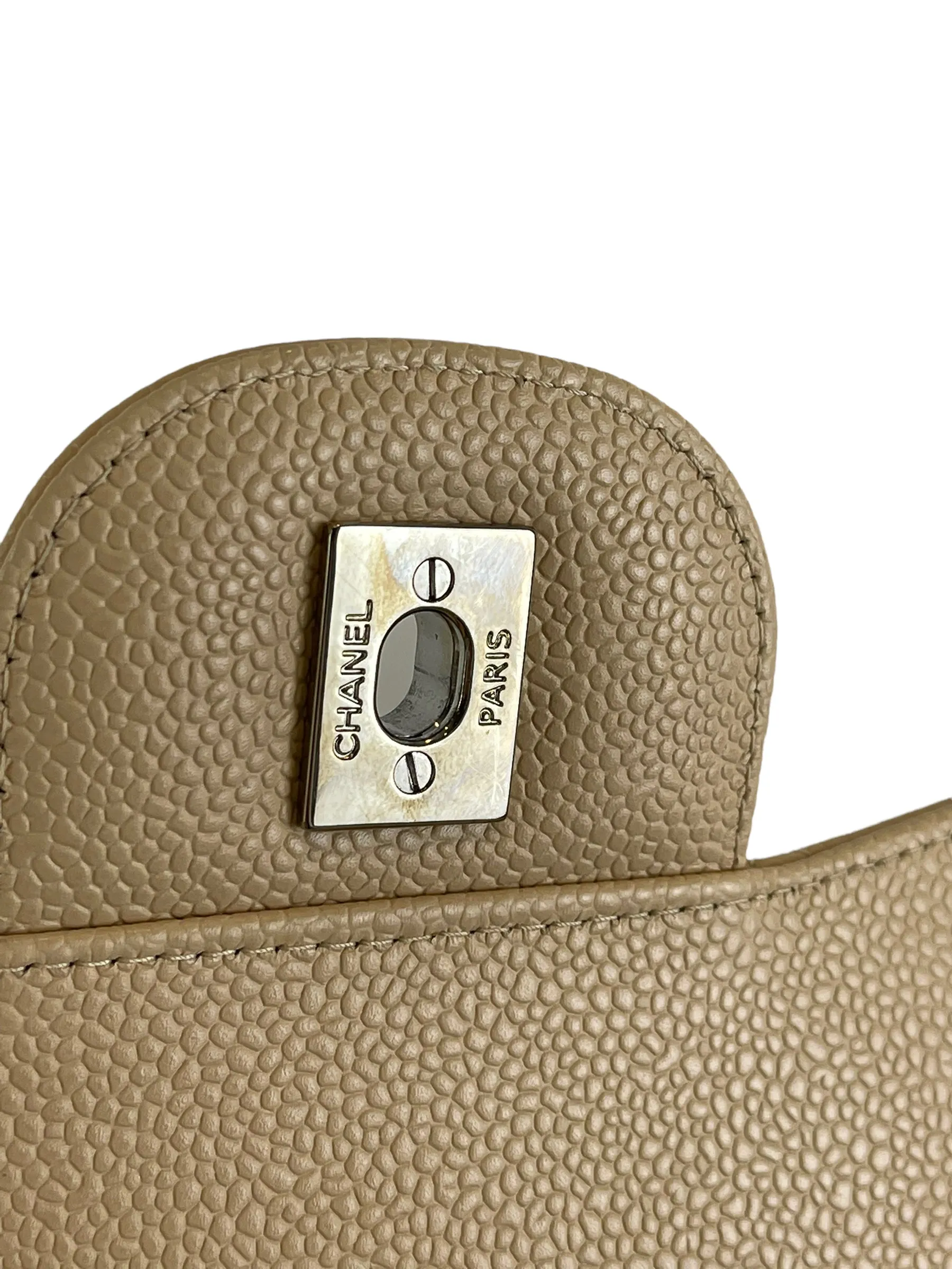 Chanel Cream Caviar Leather "Jumbo" Double Flap