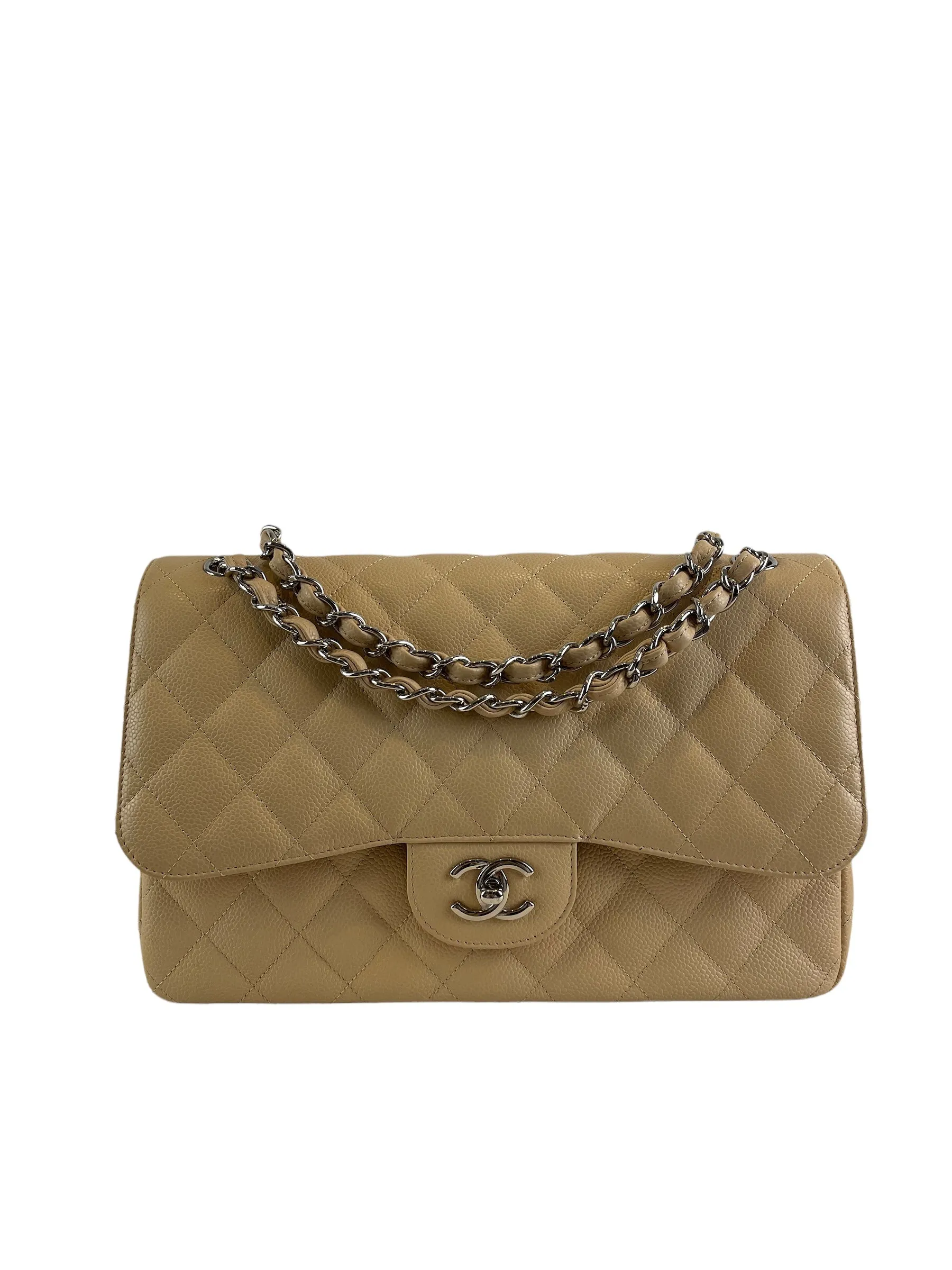 Chanel Cream Caviar Leather "Jumbo" Double Flap