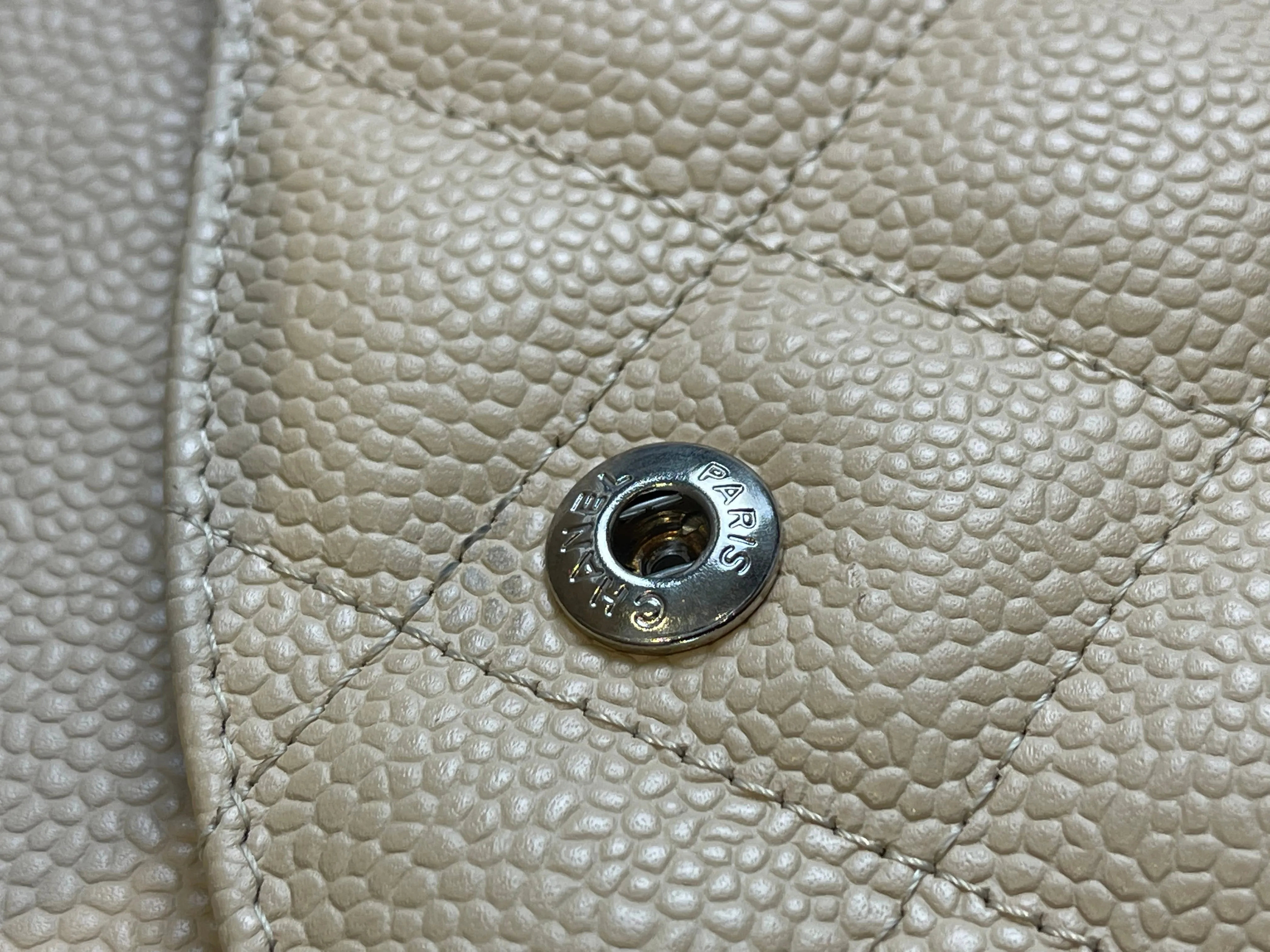 Chanel Cream Caviar Leather "Jumbo" Double Flap