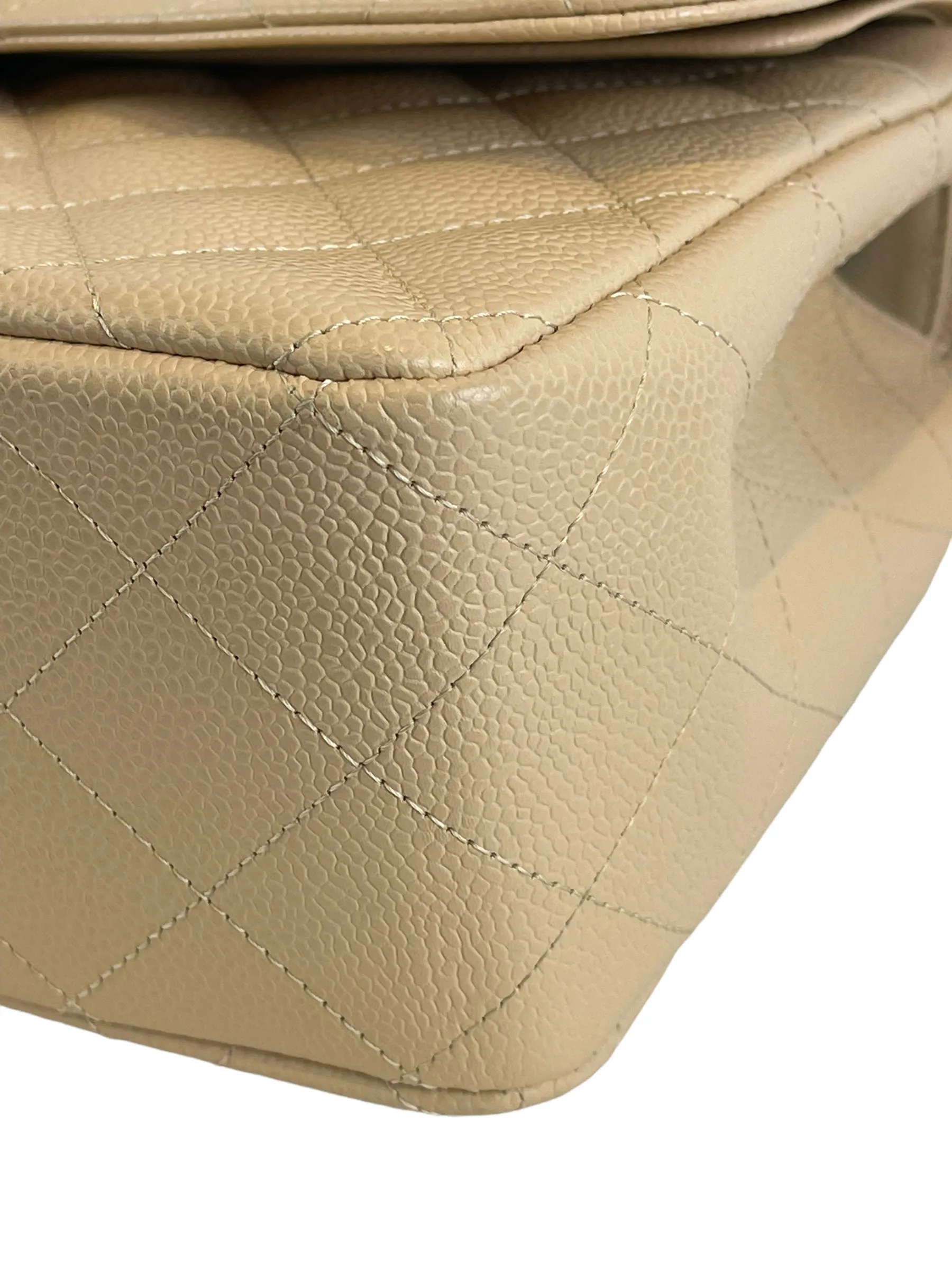 Chanel Cream Caviar Leather "Jumbo" Double Flap