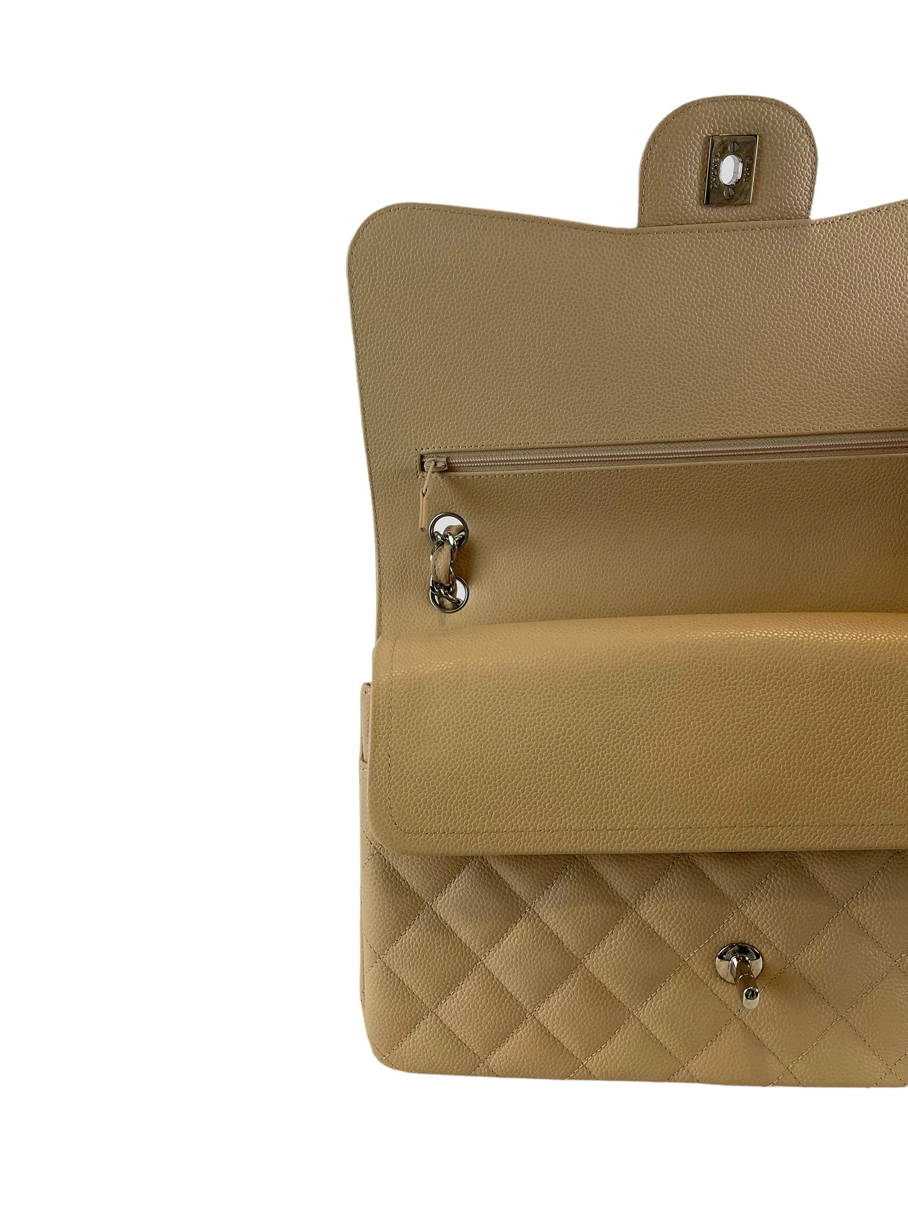 Chanel Cream Caviar Leather "Jumbo" Double Flap