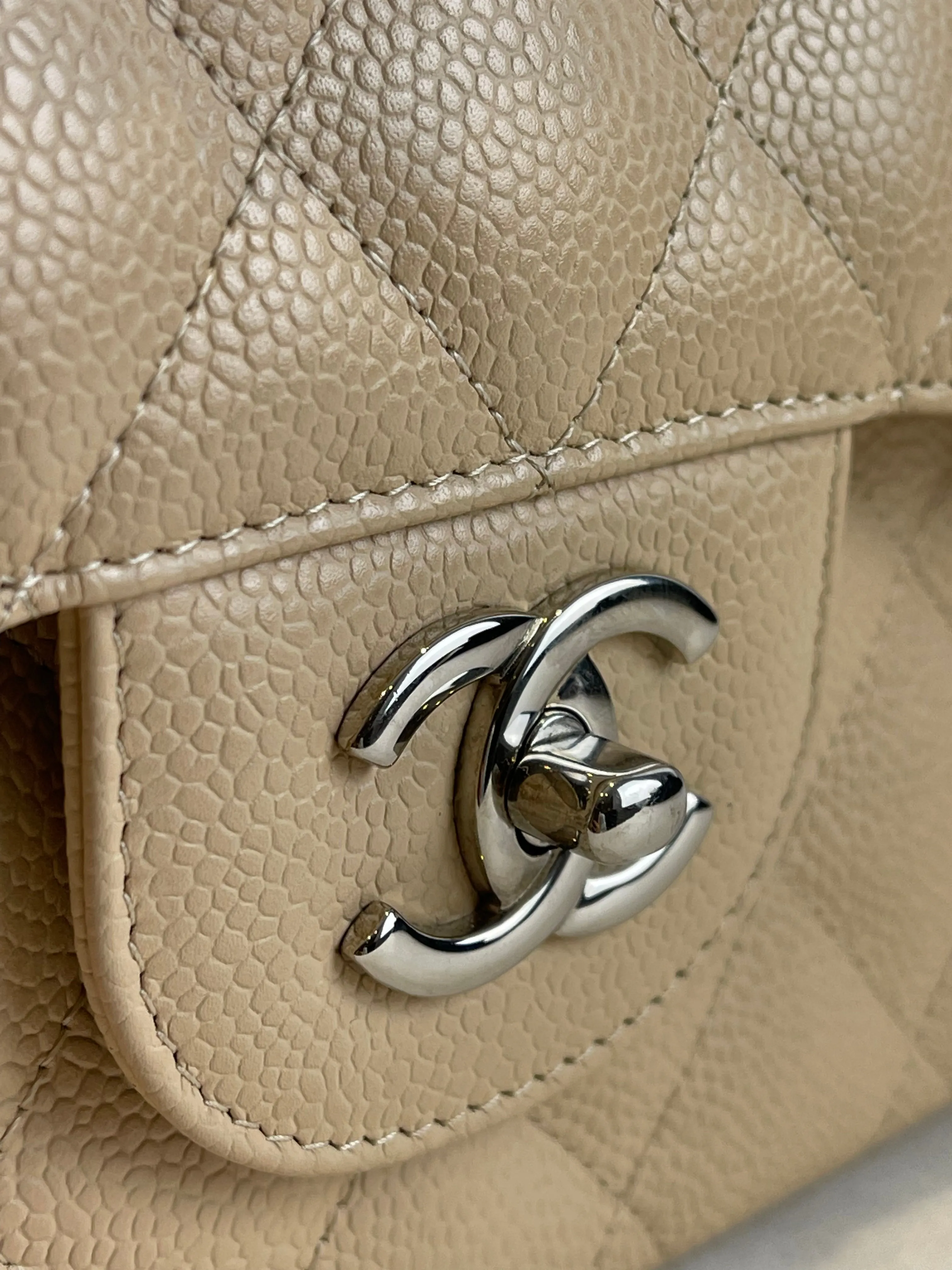 Chanel Cream Caviar Leather "Jumbo" Double Flap