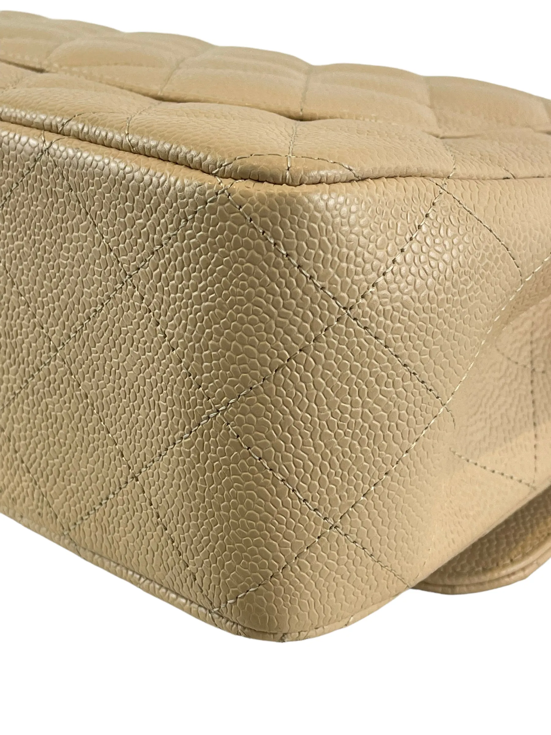 Chanel Cream Caviar Leather "Jumbo" Double Flap