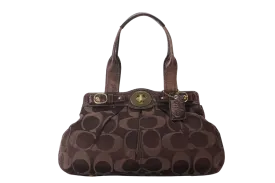 COACH SIGNATURE SATIN GARNET SATCHEL (G1089-F 13906) BROWN GOLD HARDWARE NO DUST COVER