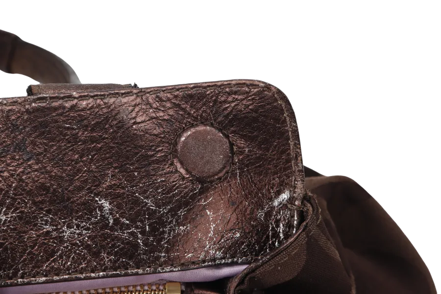 COACH SIGNATURE SATIN GARNET SATCHEL (G1089-F 13906) BROWN GOLD HARDWARE NO DUST COVER