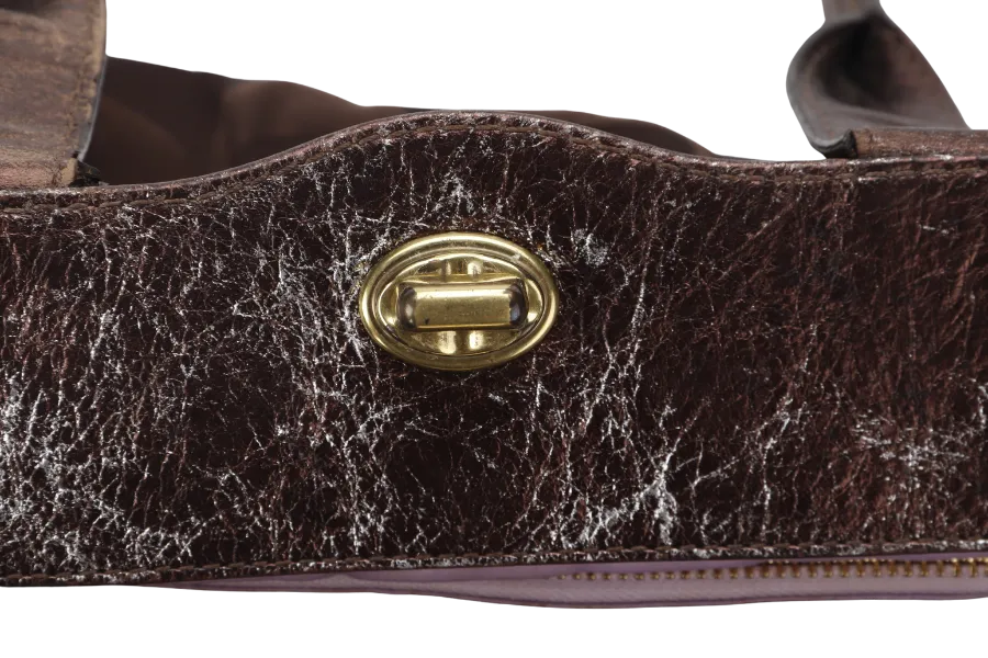 COACH SIGNATURE SATIN GARNET SATCHEL (G1089-F 13906) BROWN GOLD HARDWARE NO DUST COVER