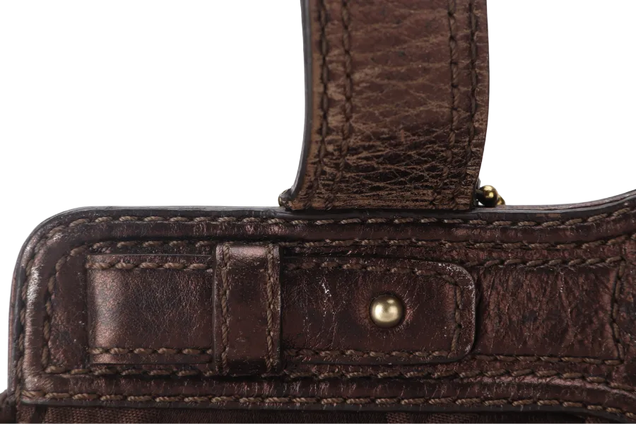 COACH SIGNATURE SATIN GARNET SATCHEL (G1089-F 13906) BROWN GOLD HARDWARE NO DUST COVER