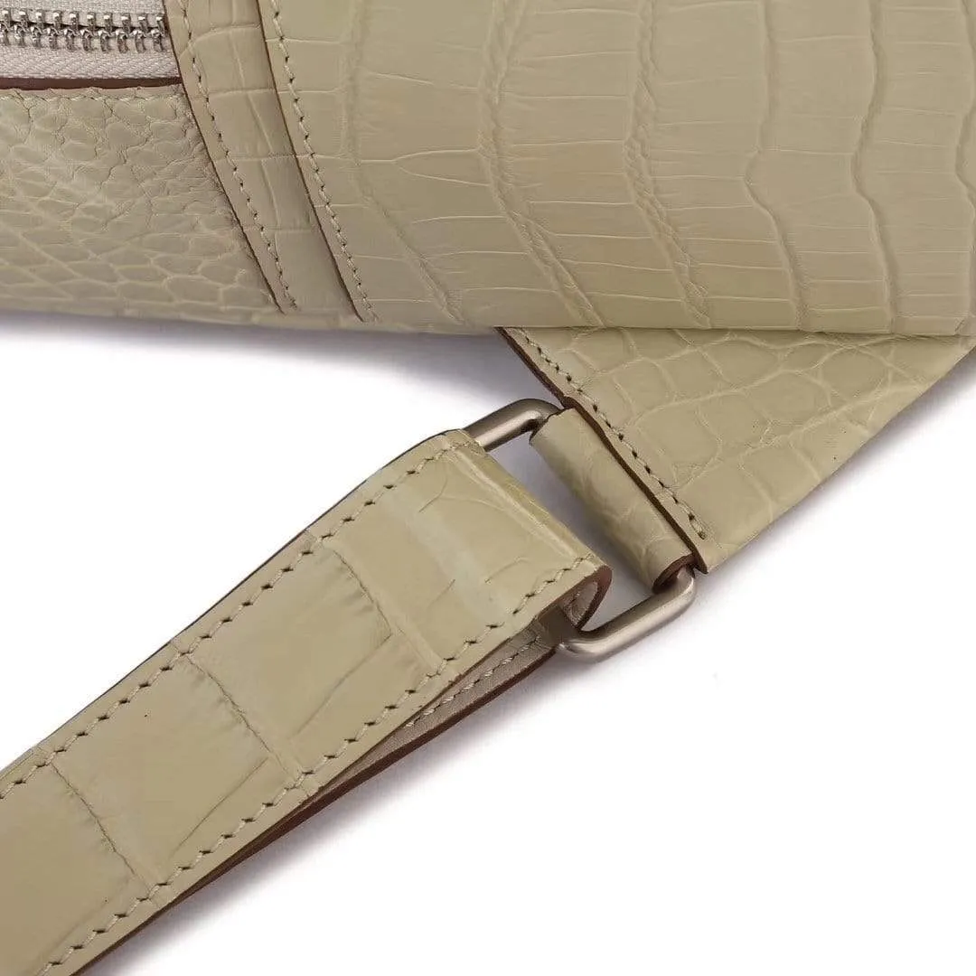 Crocodile Leather Backpack  Cream For Women