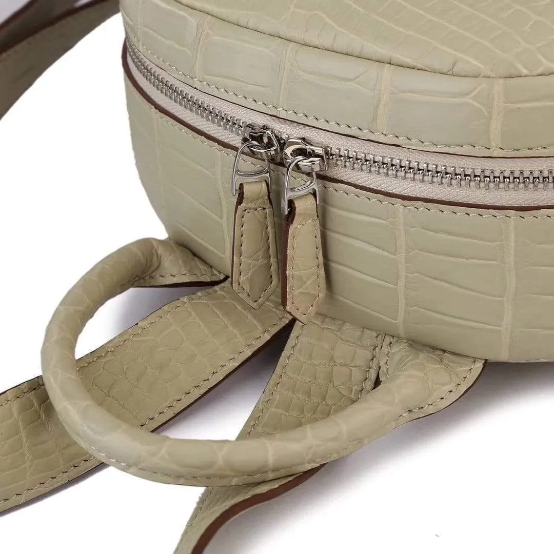 Crocodile Leather Backpack  Cream For Women