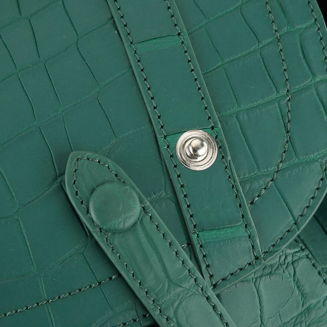 Crocodile Leather Backpack Dark Green