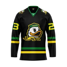 Customized Oregon Black Authentic Sublimated With Twill Jersey