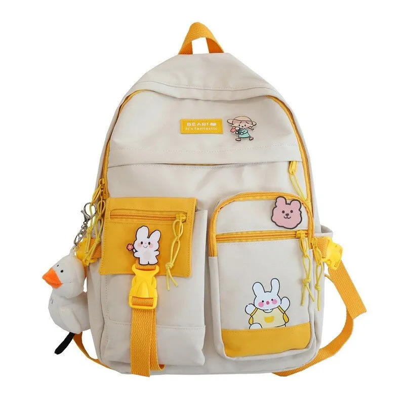 deanwangkt  Buckle Badge Women's Backpack Candy Color Fashion Cute Schoolbag Shoulder Student Bag Teenage Girl College School Backpacks
