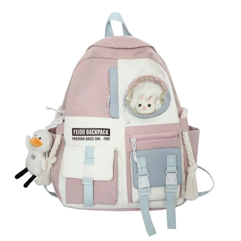 deanwangkt  Buckle Badge Women's Backpack Candy Color Fashion Cute Schoolbag Shoulder Student Bag Teenage Girl College School Backpacks