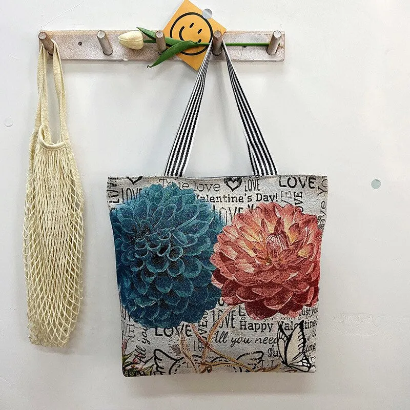 deanwangkt Women Canvas Shoulder Bag London Books Print Ladies Casual Handbag Tote Bag Reusable Large Capacity Cotton Shopping Beach Bag
