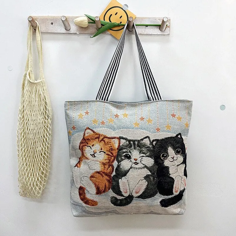 deanwangkt Women Canvas Shoulder Bag London Books Print Ladies Casual Handbag Tote Bag Reusable Large Capacity Cotton Shopping Beach Bag