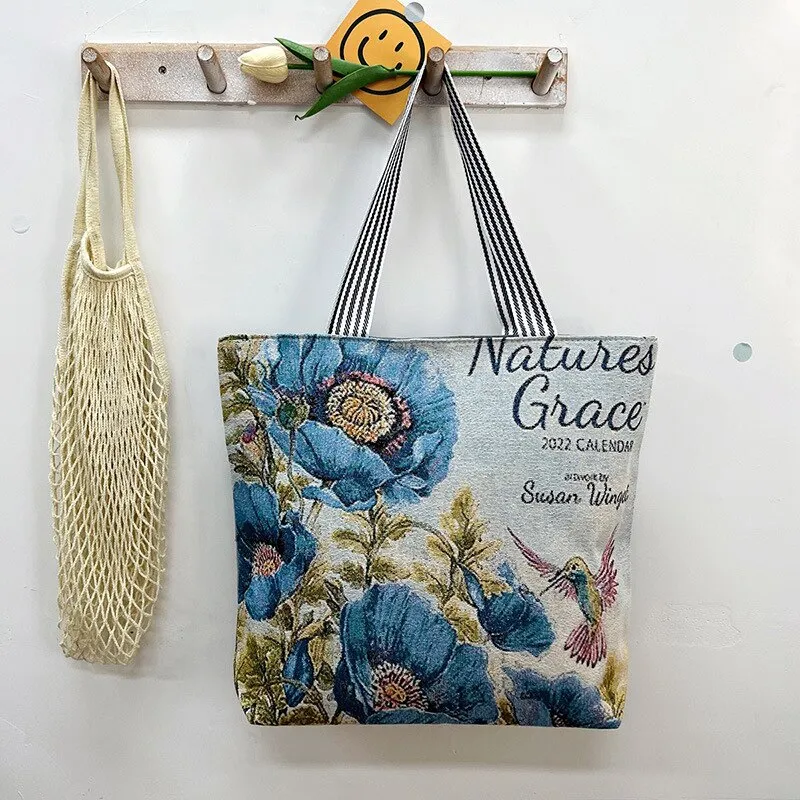 deanwangkt Women Canvas Shoulder Bag London Books Print Ladies Casual Handbag Tote Bag Reusable Large Capacity Cotton Shopping Beach Bag