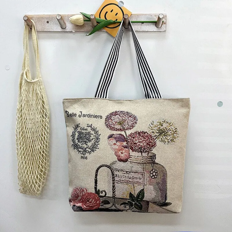 deanwangkt Women Canvas Shoulder Bag London Books Print Ladies Casual Handbag Tote Bag Reusable Large Capacity Cotton Shopping Beach Bag