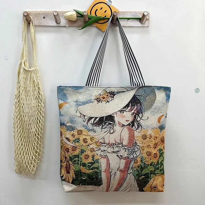 deanwangkt Women Canvas Shoulder Bag London Books Print Ladies Casual Handbag Tote Bag Reusable Large Capacity Cotton Shopping Beach Bag