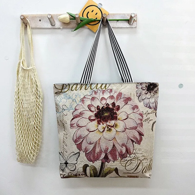 deanwangkt Women Canvas Shoulder Bag London Books Print Ladies Casual Handbag Tote Bag Reusable Large Capacity Cotton Shopping Beach Bag