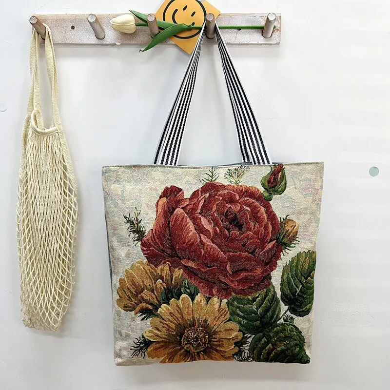 deanwangkt Women Canvas Shoulder Bag London Books Print Ladies Casual Handbag Tote Bag Reusable Large Capacity Cotton Shopping Beach Bag