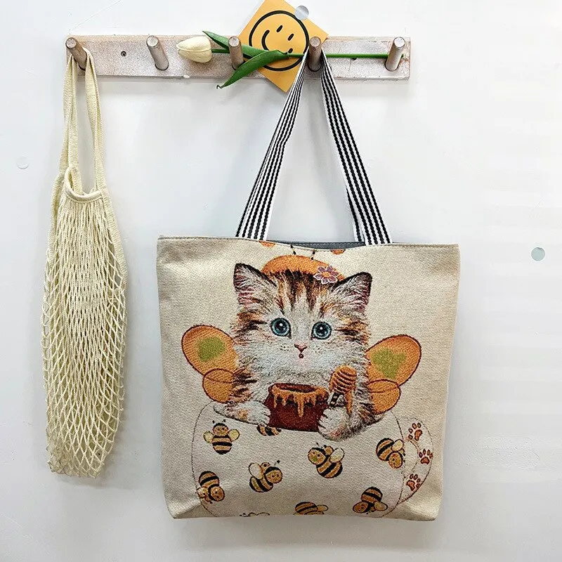 deanwangkt Women Canvas Shoulder Bag London Books Print Ladies Casual Handbag Tote Bag Reusable Large Capacity Cotton Shopping Beach Bag