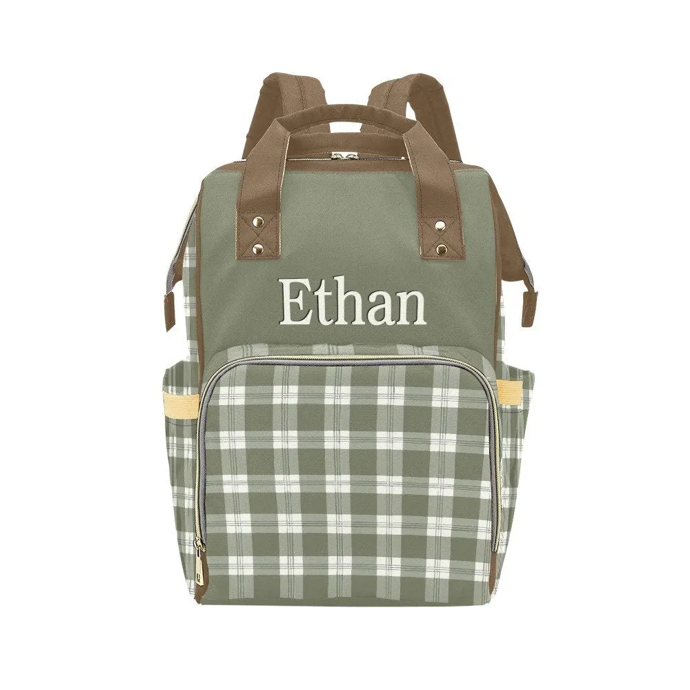 DIAPER BAG - PERSONALIZED GREEN PLAID