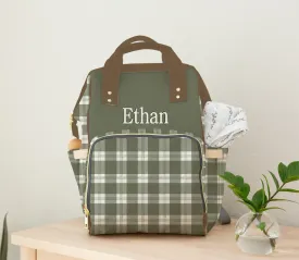 DIAPER BAG - PERSONALIZED GREEN PLAID