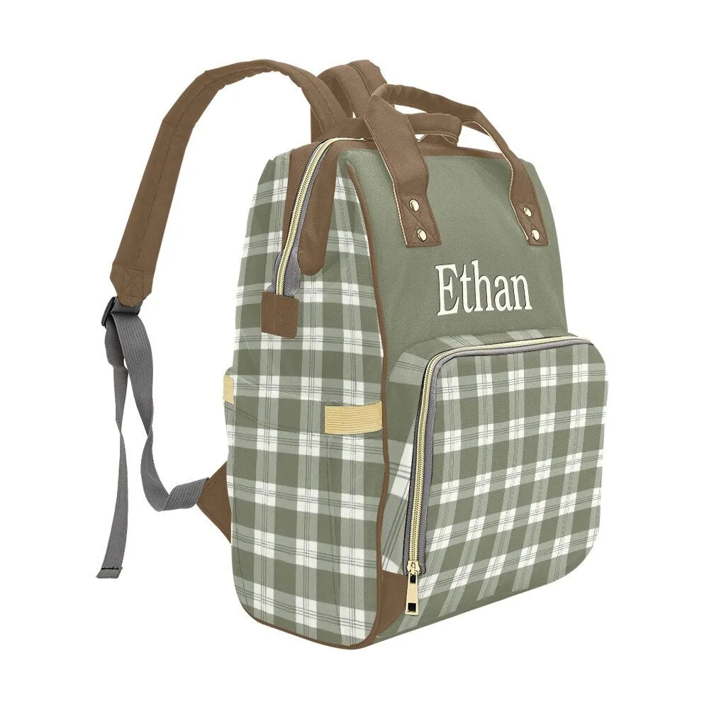 DIAPER BAG - PERSONALIZED GREEN PLAID