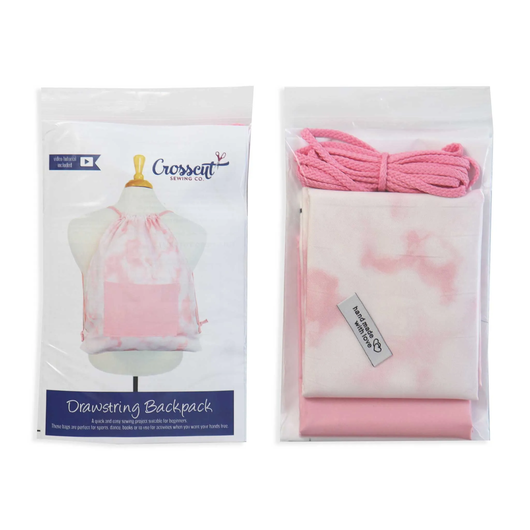 Drawstring Backpack Sewing Kit  - Pink Tie Dye