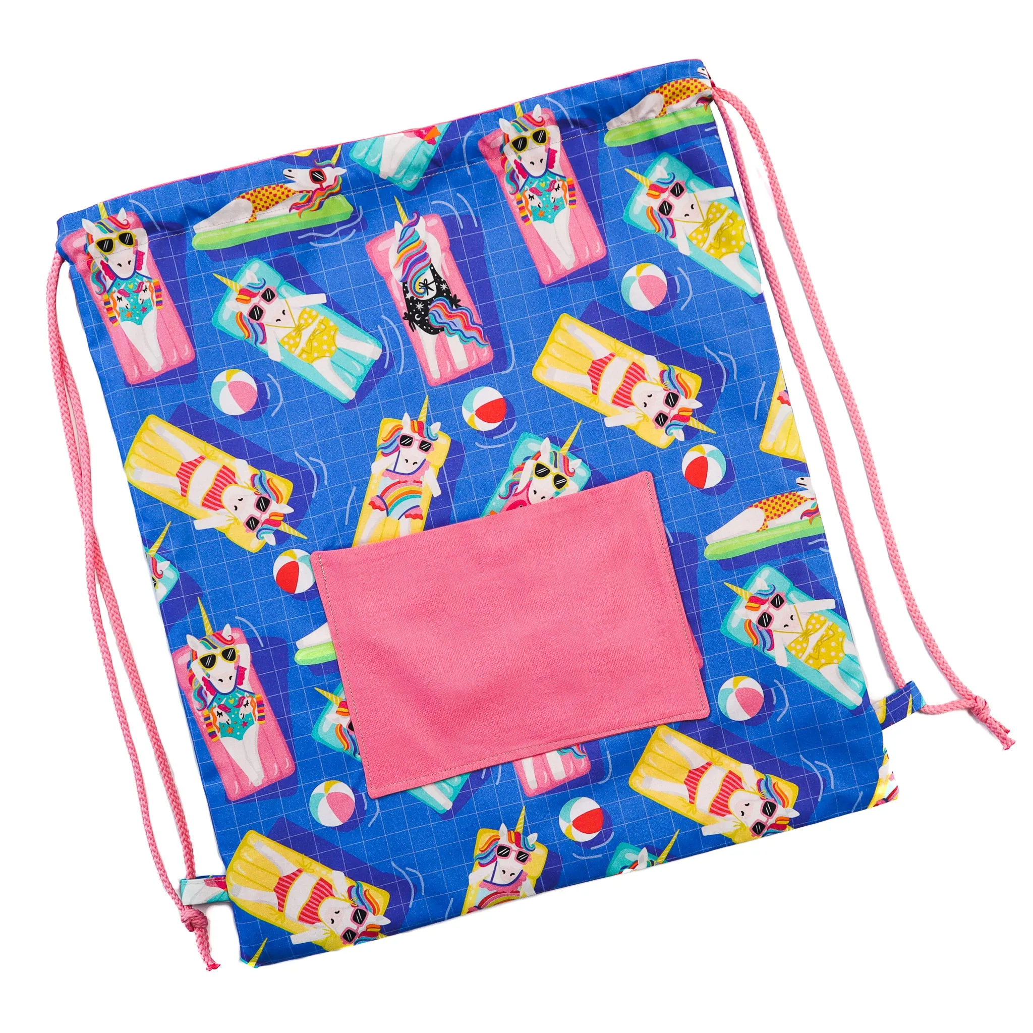 Drawstring Backpack Sewing Kit  - Pool Unicorns