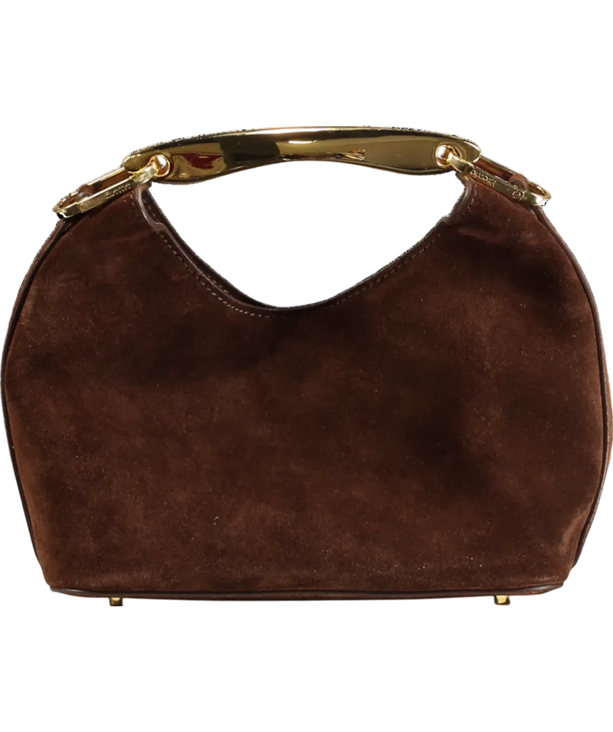 Elleme Boomerang Suede Brownie / Gold Sculptural Handle Bag With Crossbody Strap