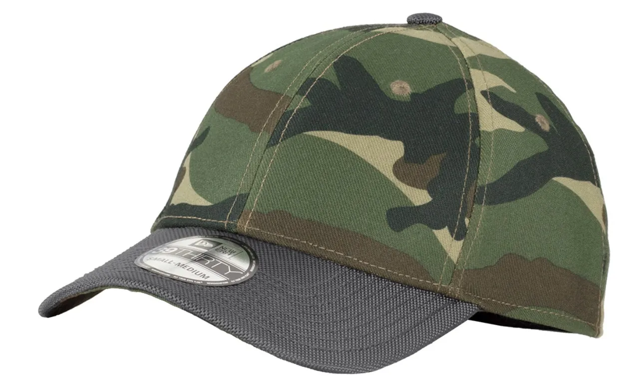 Embroidered Morehouse New Era Camo Hat with Charcoal Bill