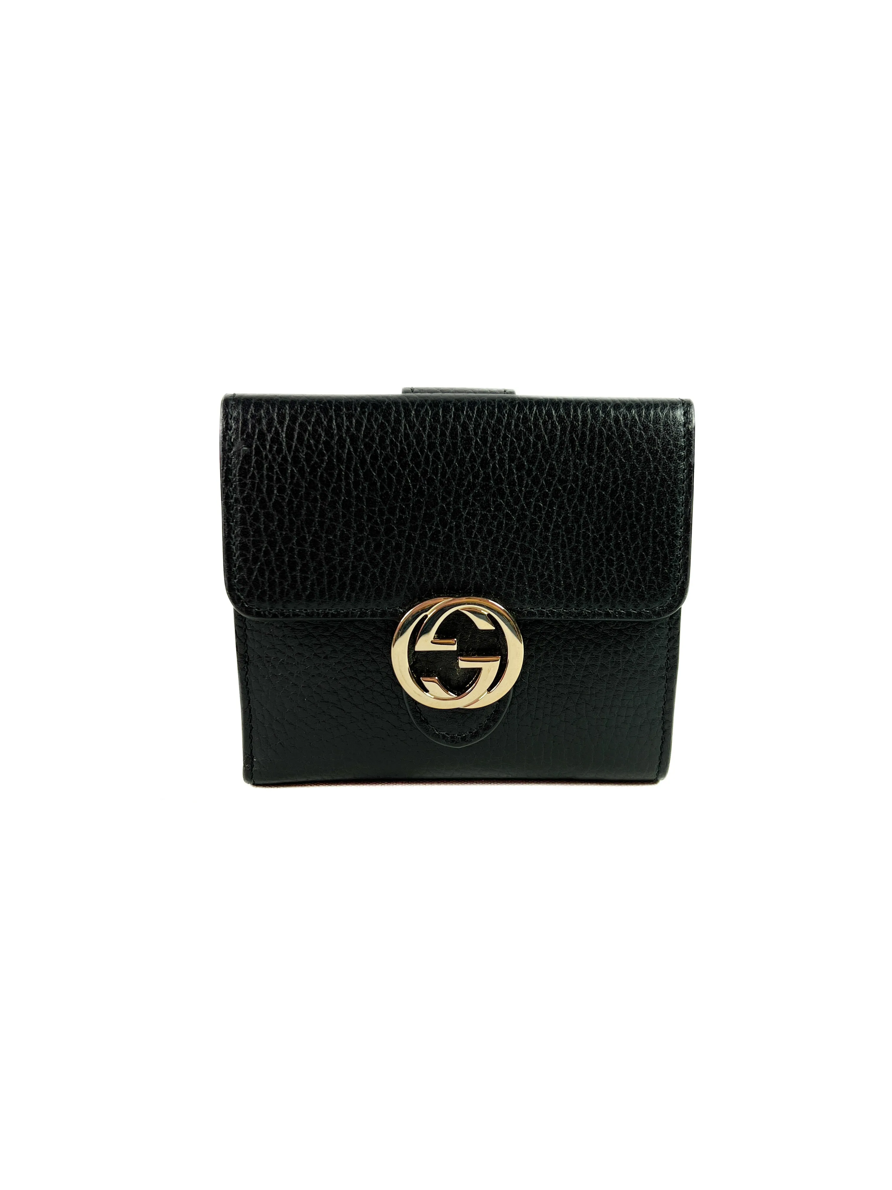 Gucci black interlocking G leather wallet