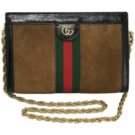 Gucci Ophidia Brown Suede Chain Shoulder Bag