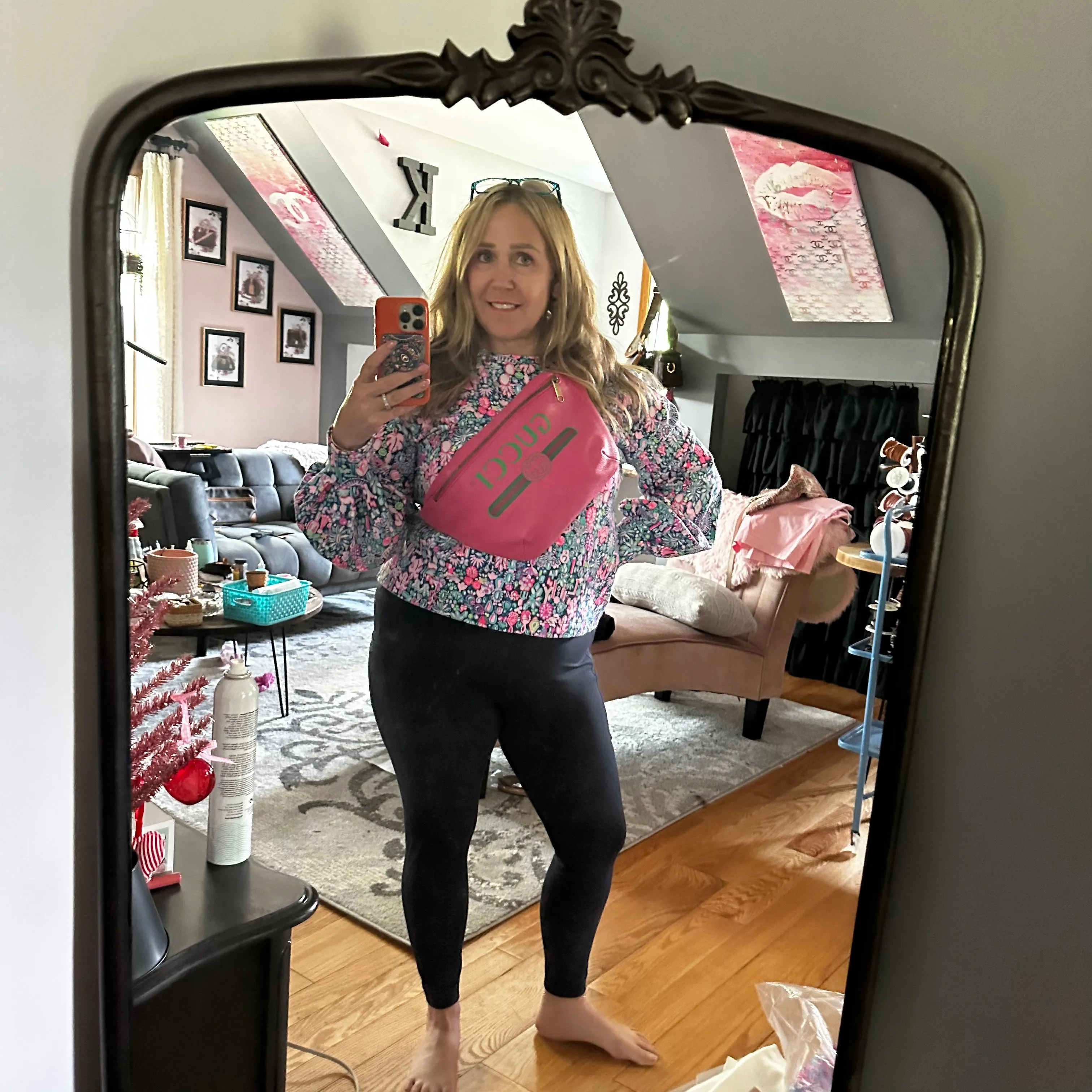 Gucci Sherry Line Pink Leather Sling Bag/Fanny Pack/Bumbag