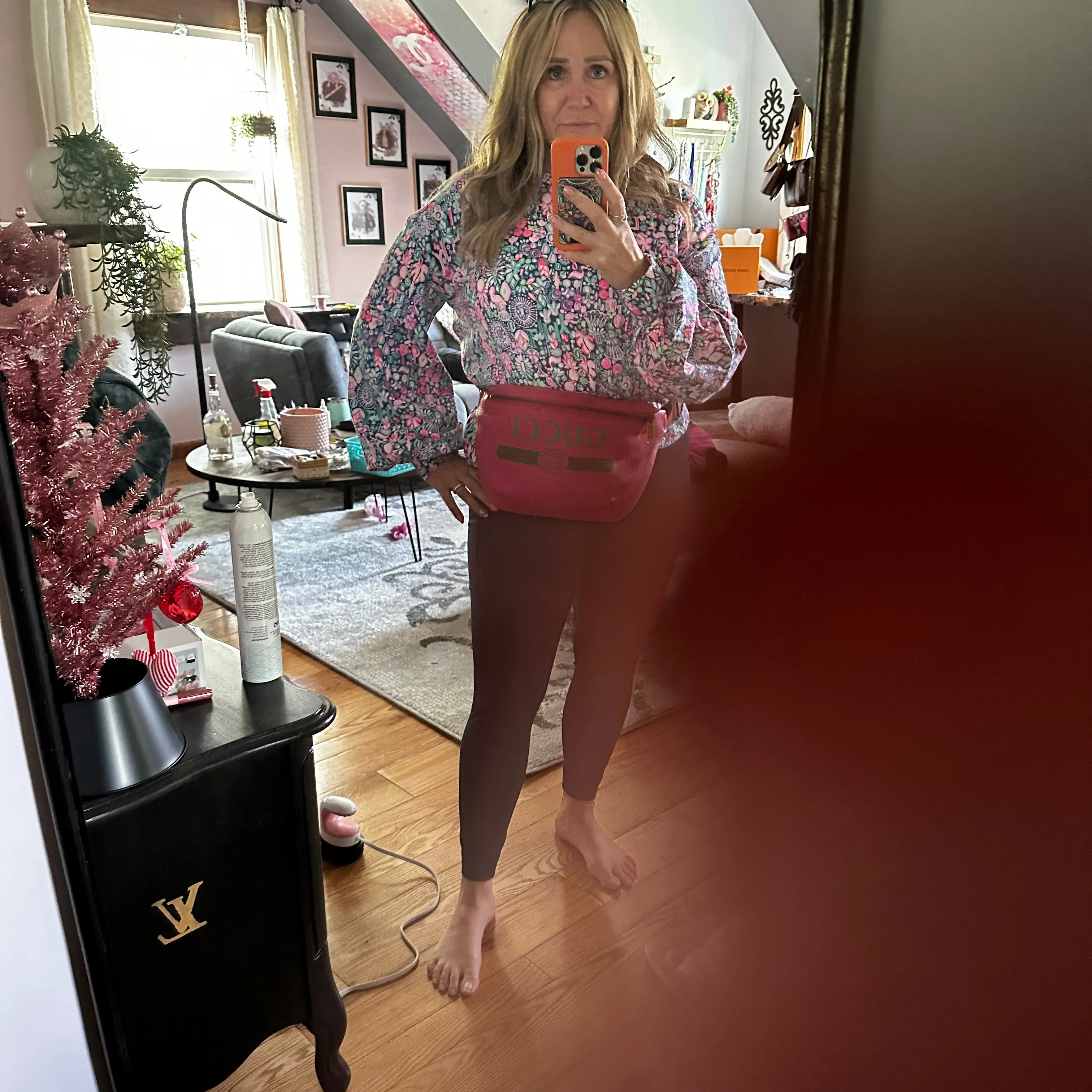 Gucci Sherry Line Pink Leather Sling Bag/Fanny Pack/Bumbag